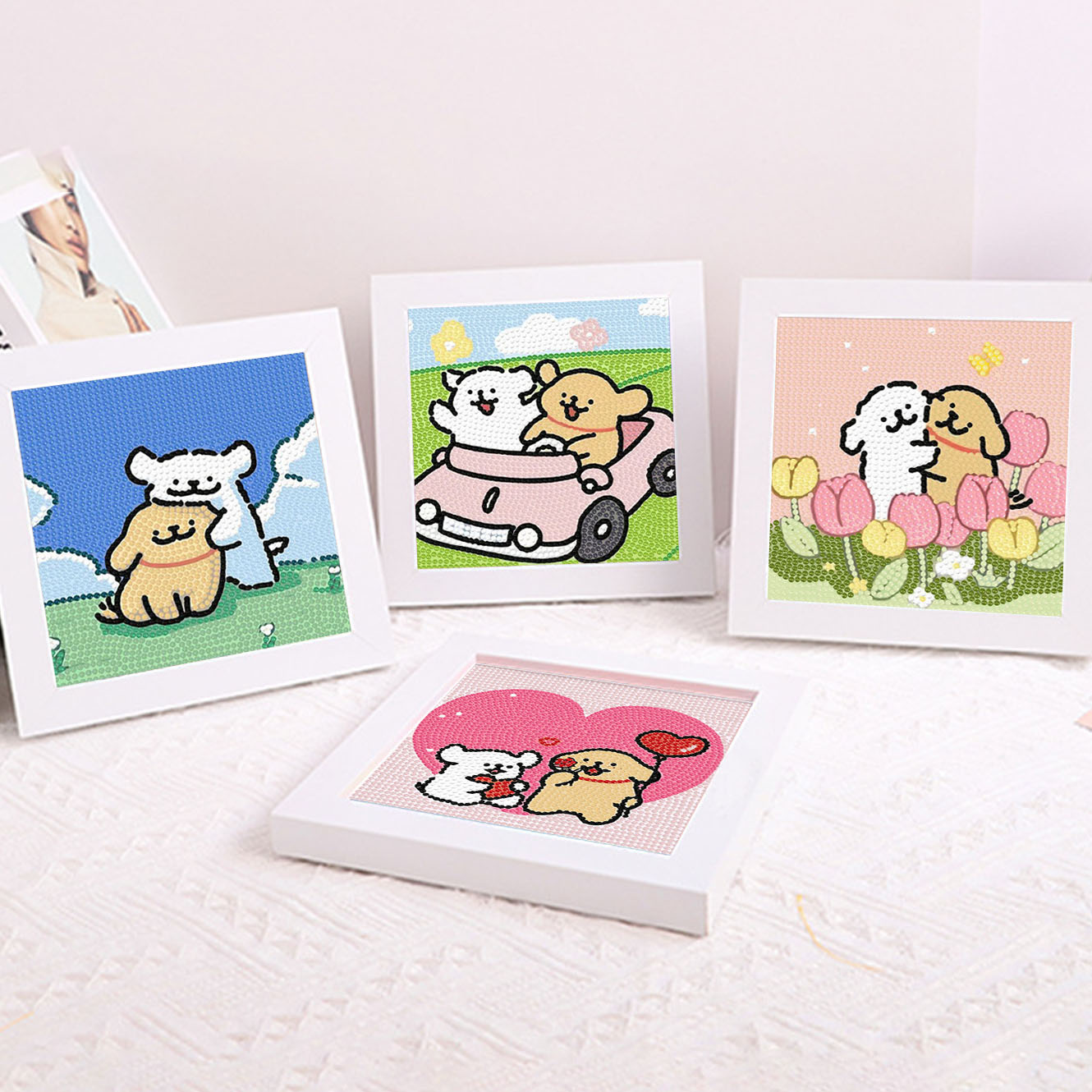 Embroidery Embellishments - Cartoon Line Puppy Crystal Diamond Frame