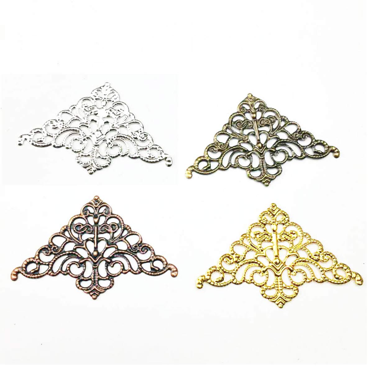 Craft Embellishments - 200PCS Hollow Connector Triangle Filigree Wraps