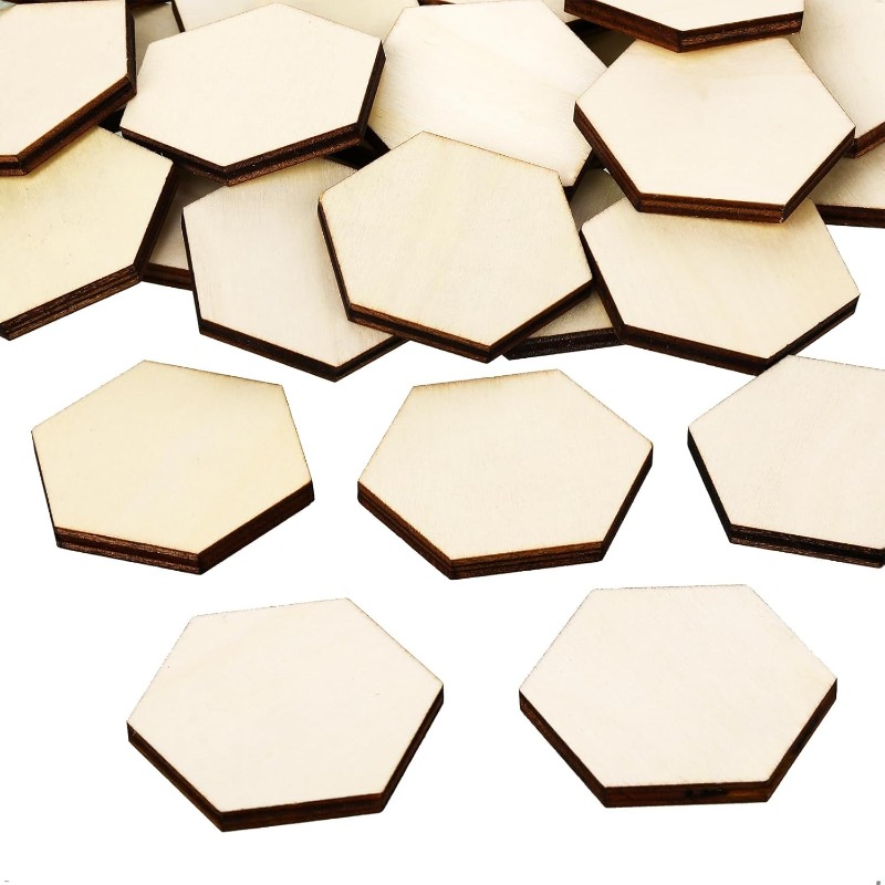 50PCS 4CM Unfinished Wood Hexa - Craft Embellishments 评论和价格