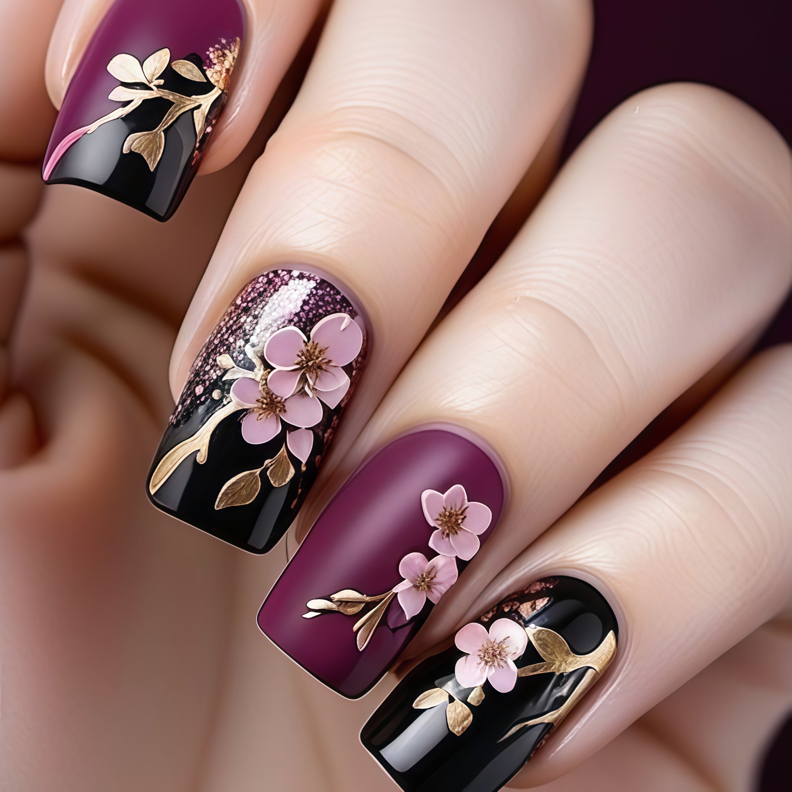 3D golden plated fake nails Me - Embroidery Embellishments 评论和价格