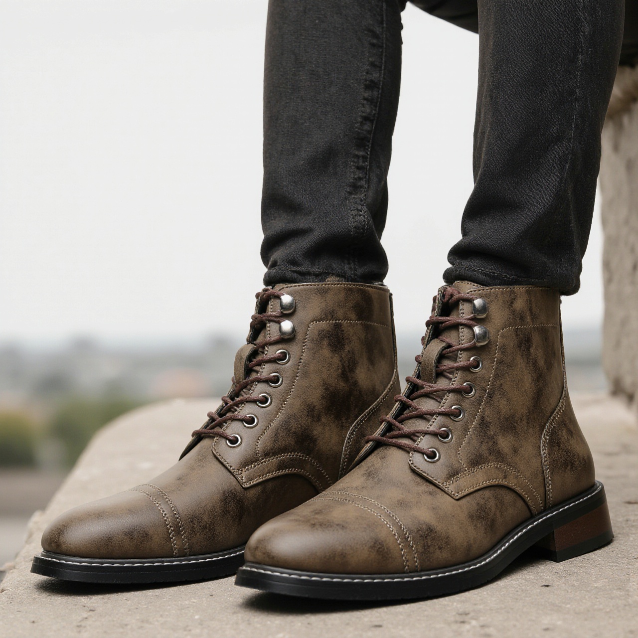 Leather Boots 2026 Retro Brand - Guipure Lace Panel 评论和价格