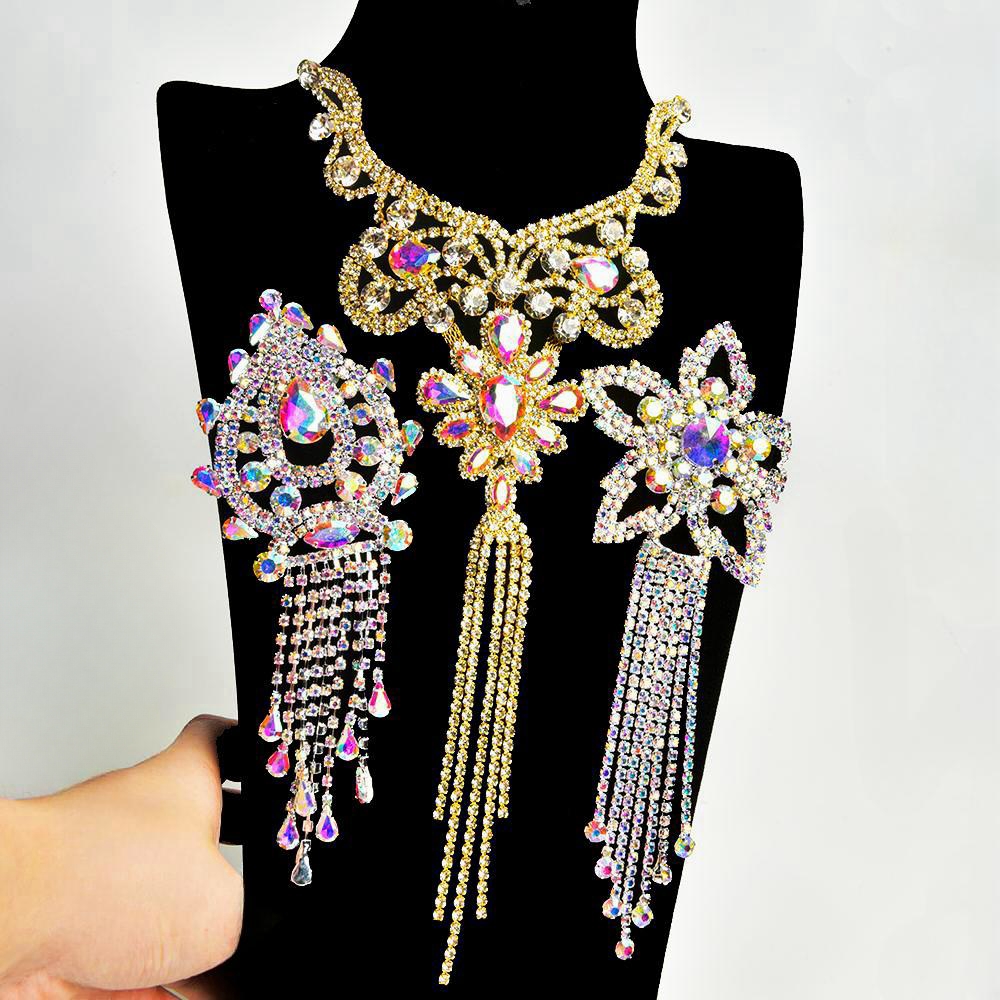 Glitter Long Tassel  Rhineston - Hotfix Rhinestone Sheet 评论和价格